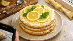 Torta furba al limone: strati soffici, crema allo yogurt e bagna al limoncino